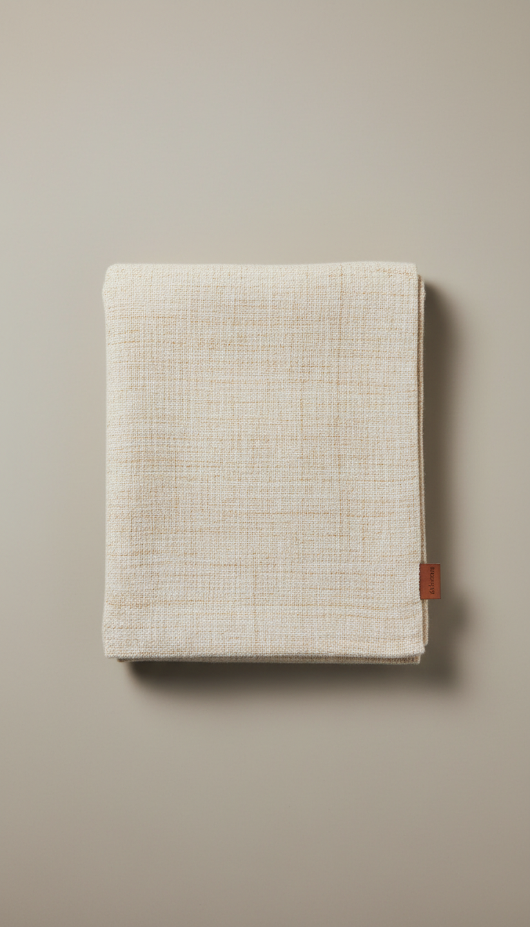 Ivory Wool Linen Throw Blanket