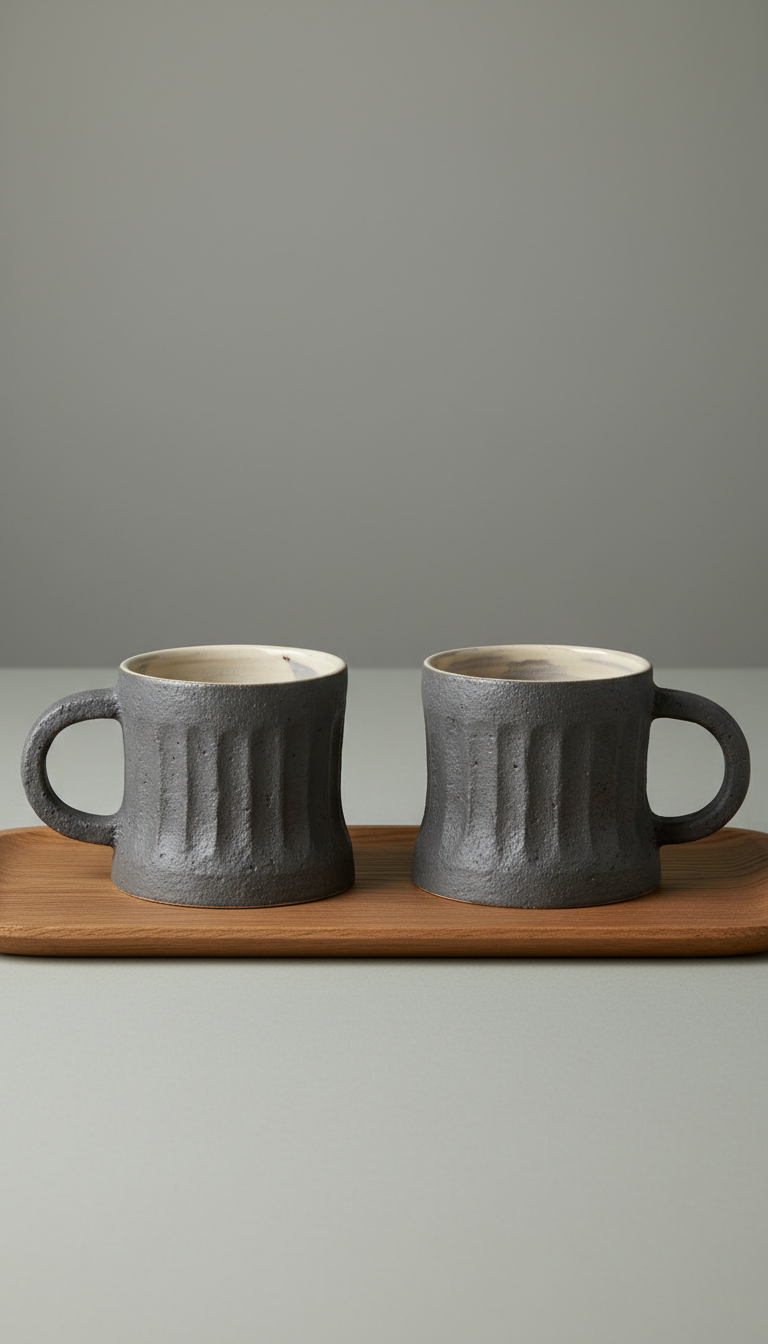 Forged Iron Ceramic Mug Set