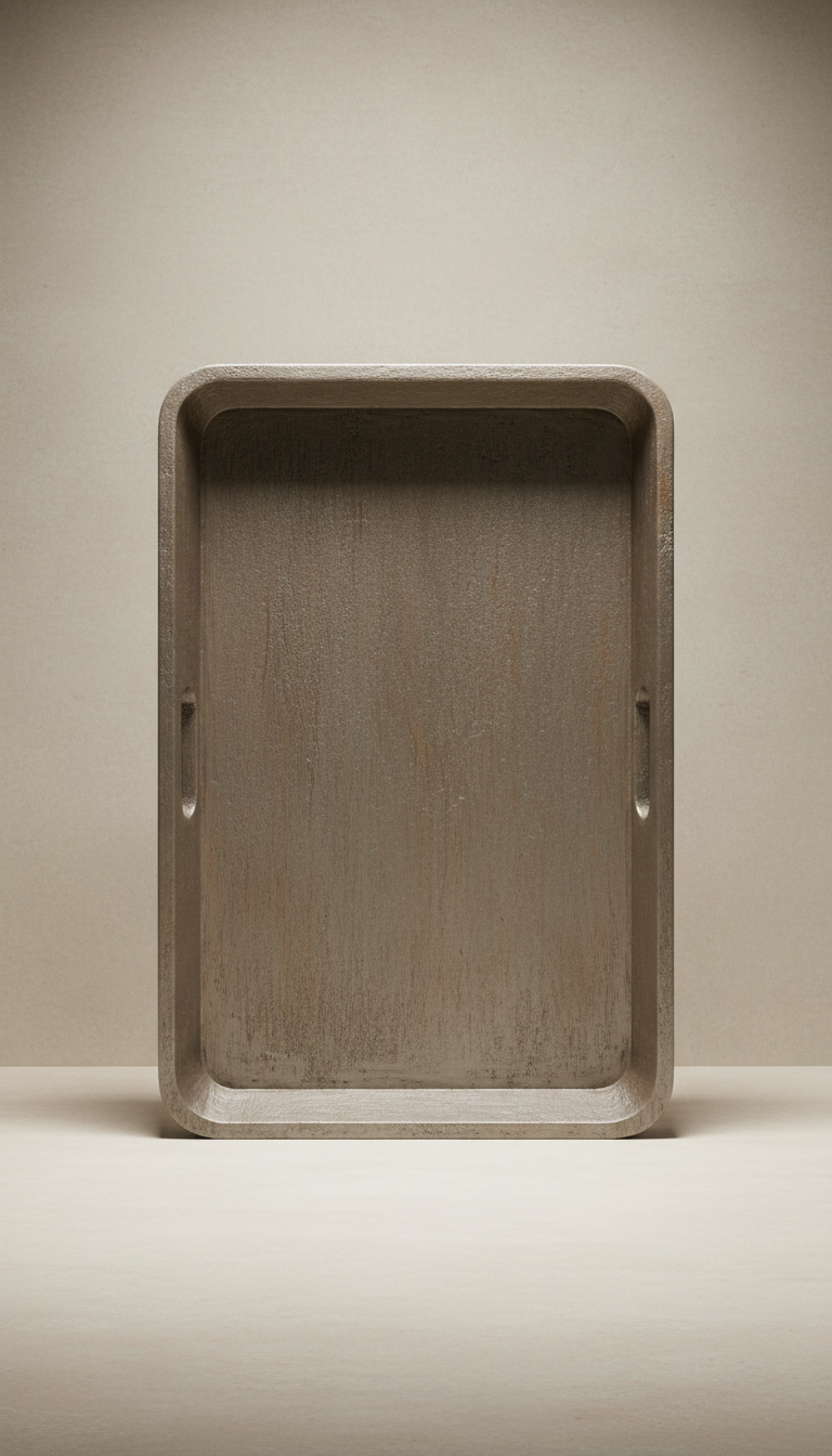 Pewter-Finished Wood Tray with Misty Grain